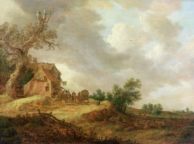 Landschap met Figuren Buiten een Herberg, 1643 door Jan Josephsz van Goyen